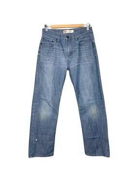 Levi's 514 Blue Straight Leg Jeans 29X29 (Real 28" L) Med Blue Distressed Denim
